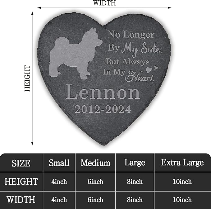 Pet Memorial Stone Dog - Dog Headstone - Dog Memorial Stone - Dog Memorial Gifts - Loss of a Dog - Dog Loss Gifts (Heart-Shaped)