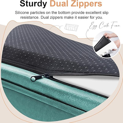 Large Dog Bed Orthopedic Washable: Beds Bolster XL Bed Big XLarge Dogs Egg Crate Foam Couch Sofa Waterproof with Removable Cover - Aqua Blue