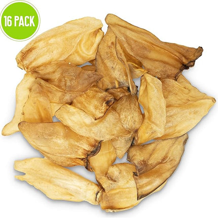 Pet Craft Supply Grass Fed Water Buffalo Ear 16 Count (Pack of 1) Pig Ears for Dogs Alternative Free Range Long Lasting Dog Chew and Treat for Aggressive Chewers and Puppies
