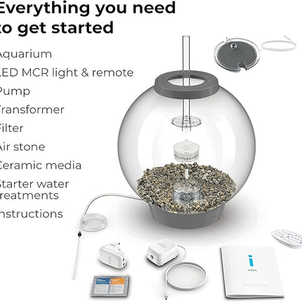 biOrb Classic 60 Acrylic 16-Gallon Aquarium with Multi-Color Remote-Controlled LED Lights Modern Tank for Tabletop Display, Silver