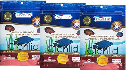 Northfin Cichlid Formula Fish Food – Slow Sinking Pellets for Cichlids (1mm, 500g) | Premium High-Protein, All-Natural Cichlid Diet to Enhance Color & Growth – No Fillers, No Hormones, Made in Canada