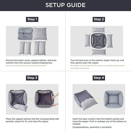 Bedsure Washable Dog Bed for Medium Dogs - Cute Furry Puppy Beds, Rectangle Orthopedic Corduroy Fleece Pet Beds with Removable Zipper Cover, 20x19x6inches, Blue