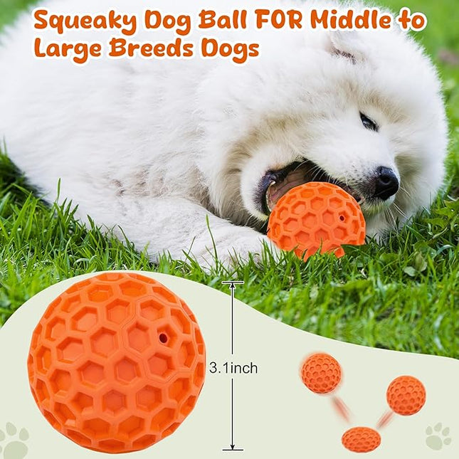 Squeaky Dog Toys for Aggressive Chewers, Indestructible Dog Balls for Aggressive Chewers, Squeaky Balls for Dogs, Interactive Toys for Large Dogs to Relax
