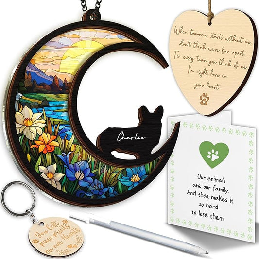 6'' Corgi Memorial Suncatcher, Personalized Name, Pet Ornament Window Car Hanging, Sympathy Gift for Loss of Pet, Passed Away Remembrance Gift for Dog Lovers 23-SS1