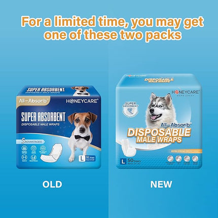 All-Absorb Male Dog Wrap, Large | 50 Count | Pack of 2