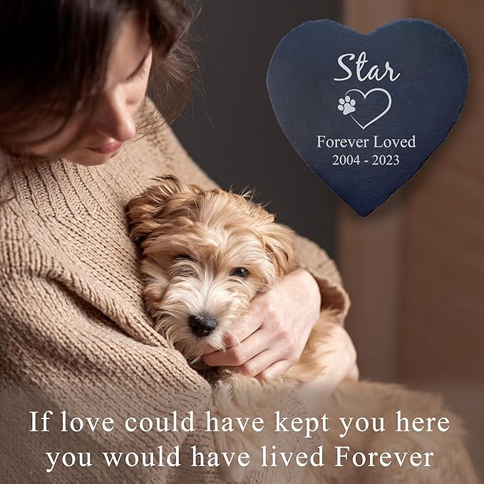 Dog Memorial Gifts for Loss of Dog, Cemetery Decorations for Grave, Pet Loss Sympathy Gift, Personalized Remembrance Garden Stone, Cat Lovers Heaven Grave Markers Bereavement Headstone (A04H)