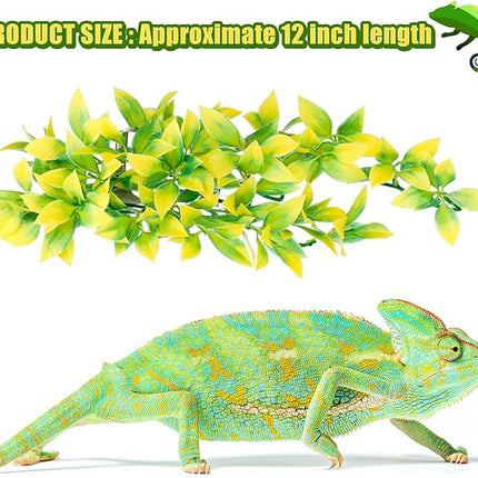 5Pieces Artificial Reptile Plants Lifelike Reptiles Terrarium Leaves Plastic Reptile Habitats Plant Amphibian Hanging Terrarium Plants Decorations with SuctionCups for Hermit Crab Lizards Geckos Snake