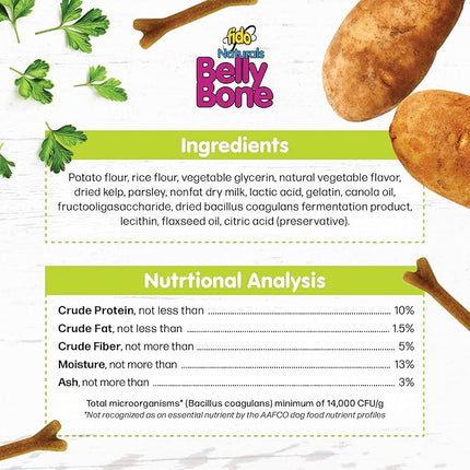 Fido - Belly Bones for Dogs, Yogurt Flavored Small Dog Dental Treats - 13 Treats Per Pack (3 Pack) - Made in USA, Plaque & Tartar Control, for Fresh Breath and Digestive Health Support