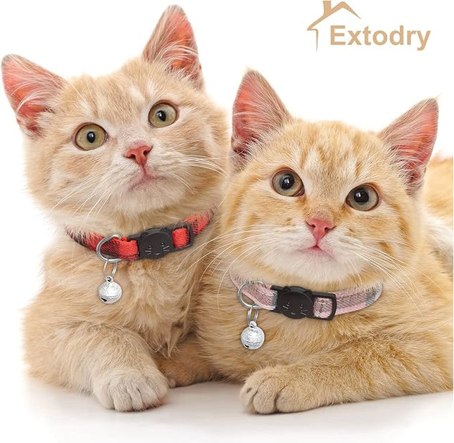 6 Pack Classic Plaid Cat Collars with Bells - Breakaway Kitten Collar and Adjustable 7-12in,Cute Kitty Collar for Girl Boy Cats,Pet Gifts,Accessories,Supplies,Stuff