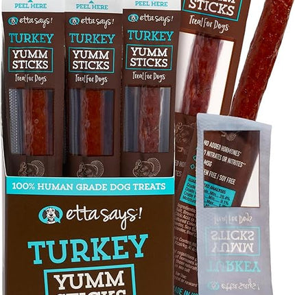 etta says! Yumm Sticks - Real Meat Turkey Dog Jerky Treats - Human Grade - Made in The USA (24 Count Pack of 1)