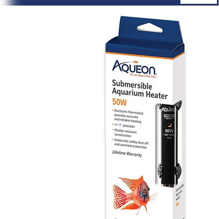 Aqueon Submersible Aquarium Heater, 50 Watts, Up to 20 Gallons