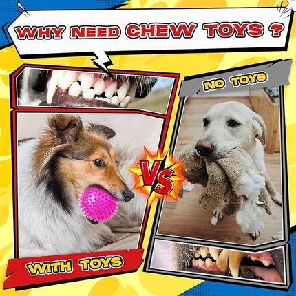 Zeaxuie 12 Pack Long-Lasting Heavy Various Dog Chew Toys Pack for Aggressive Chewers - Includes Large Rope Toy, Squeaky Toys & Indestructible Chew Bone for Medium, Large & X-Large Breeds Dogs