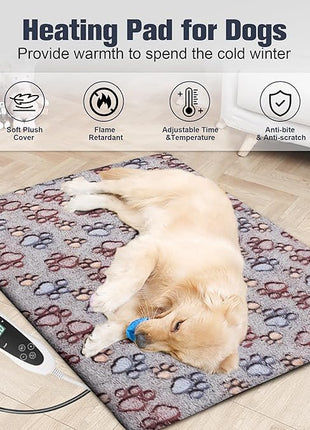 Cat Heating Pad, Waterproof Pet Heating Pad for Cats Dog Indoor, 11 Adjustable Temperature Cat Warming Bed Mat with Timer, Indoor Heated Bed with Chew Resistant Cord (M: 28'' L X 18'' W)