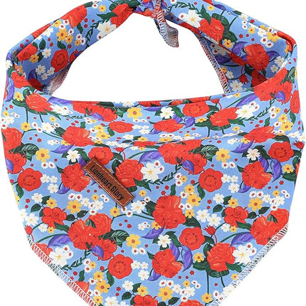 Lionheart glory Dog Bandana 1 Pack Washable Soft Cotton Floral Print Bibs Scarf, Adjustable Kerchief Square Dog Bandanas for Large Dogs