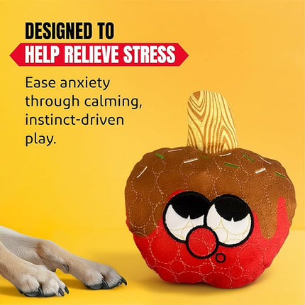 Bite Force -Durable & Strong Dog Toy Candy Apple Buddy with Squeaker, Kevlar-Reinforced for Aggressive Chewers for Small Medium Large Dogs - red.