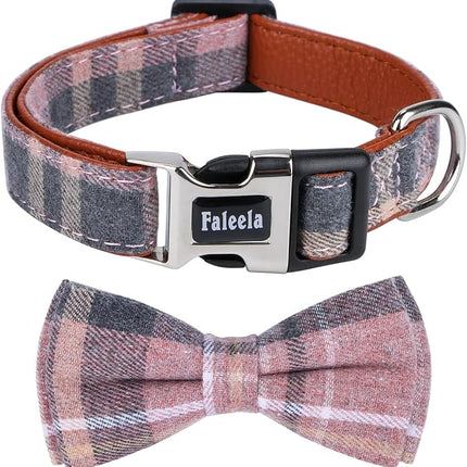 Faleela Cute Soft Girl Dog Collar with Bow, Bowtie Dog Collar for Boy,Detachable Adjustable Collar for Small Medium Large Pet