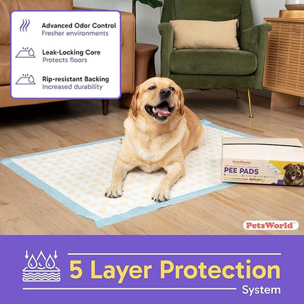 PETSWORLD Health Monitoring Dog Pee Pads – 37x54 Inch, 50 Count 3XL Color-Changing Potty Pads | Detects Health Issues | Leak-Proof, Ultra Absorbent, Odor Control