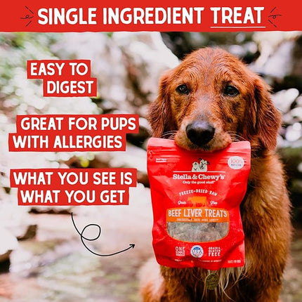 Stella & Chewy's Freeze-Dried Raw Beef Liver Dog Treats - Single Ingredient, No Additives - Premium Training Treats - Perfect For Picky Eaters - 3oz Bag