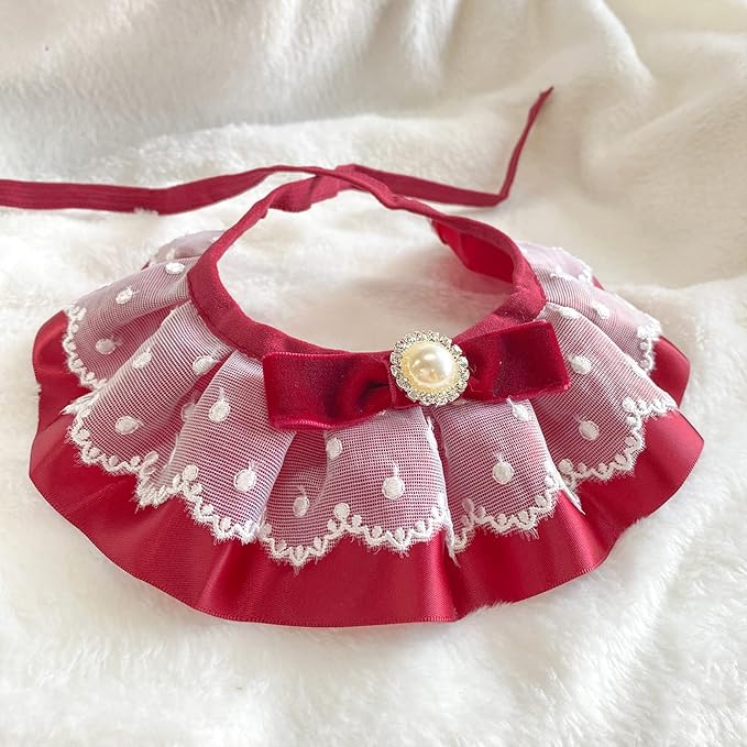 2PCS Christmas Dog Cat Collar Red Velvet Bow Pet Bib Cute Scarfs Necklace Neck Strap for Pet Costume Supplies