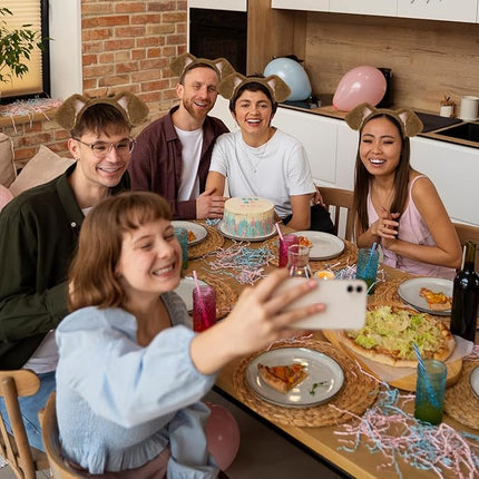 Beviliu Golden Dog Ears Headband, 4Pcs Brown Puppy Ears Dog Headband Animals Realistic Halloween Christmas Costume for Washing Makeup Cosplay Party