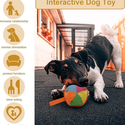 Dog Chase & Treat Ball, Snuffle Ball for Dogs, Interactive Dog Toy for All Breeds Size with Storage Bag, Enrichment Toys for Mental Stimulation