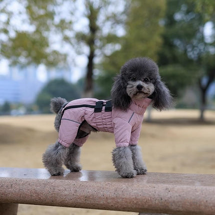 Lotus Warm Dog Coat, Double Layers, Windproof & Waterproof, Reflective, Pink, Small to Large Sizes