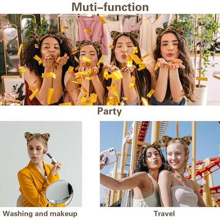 Beviliu Leopard Cheetah Ears Headband, Leopard Cat Headband for Women, Leopard print Costume Bear Bunny Dog Hairband for Birthday Party Halloween Christmas Washing Makeup Cosplay, 4Pack