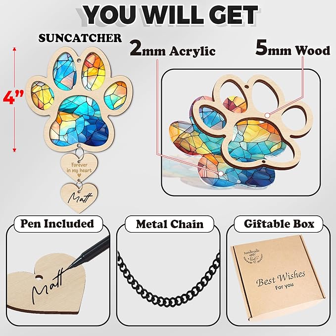 Pet Memorial Ornament for Christmas Tree Xmas Hanging Dog Cat Ornament Sympathy Gift Loss of Pet Passing Away Bereavement Keepsake for Pet Lover Ideas Gift in Loving Memory of Pet PS24-N4