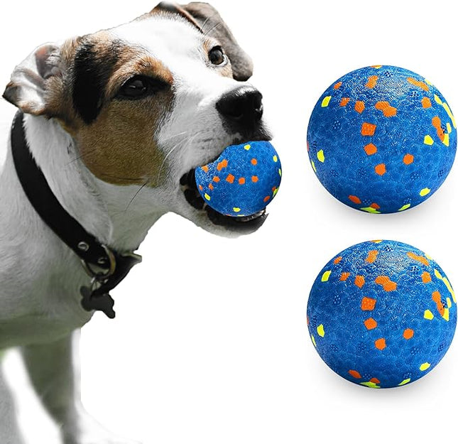 Dog Balls, Indestructible Dog Toy Ball for Aggressive Chewers, Durable High Elasticity Interactive Ball for Training Dog Catch and Fetch, Large Medium Small Dog and Puppies(Blue, 2.5in, 2pcs)