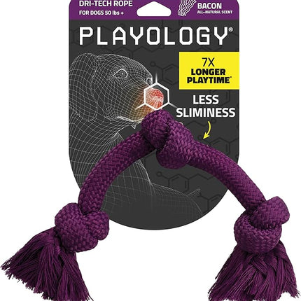 Playology Dog Toys | Dri-Tech Rope Toy Tug of War Rope for Aggressive Chewers | Jumbo Bacon Scented Toy - Easy to Clean and Made from Non Toxic Materials