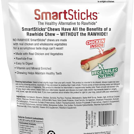 SmartBones SmartSticks, Treat Your Dog to a Rawhide-Free Chew Made With Real Chicken and Vegetables, 10 sticks