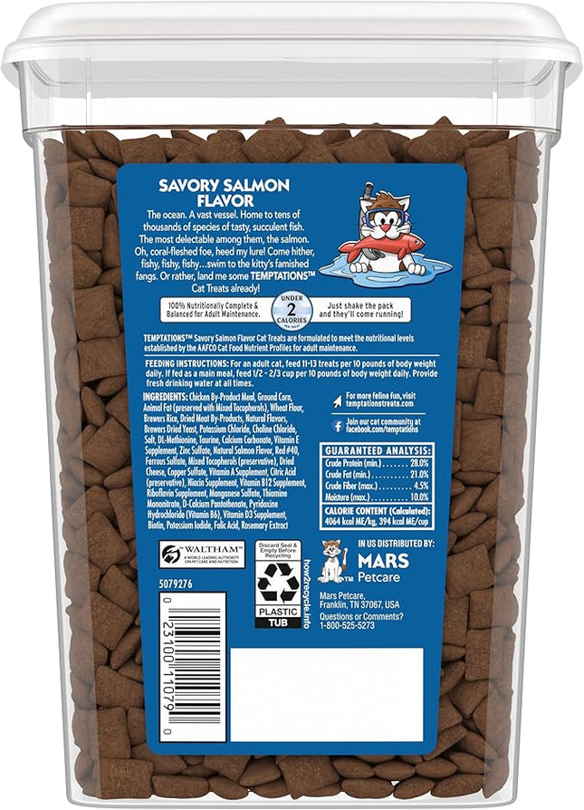 Temptations Classic Crunchy and Soft Cat Treats, Savory Salmon Flavor, 16 oz. Tub