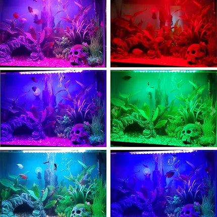 Fish Tank Lights, LED Underwater Aquarium Light, RGB Submersible Aquarium Lights, Waterproof Color Changing Tank Lights Dim Adjustable Remote Control 19 inch