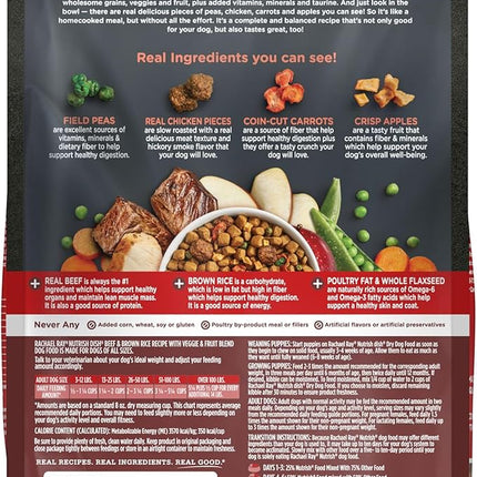 Rachael Ray Nutrish Dish Premium Natural Dry Dog Food, Beef & Brown Rice Recipe with Veggies, Fruit & Chicken, 3.75 Pounds