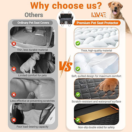 Hard Bottom Car Seat Cover for Dog swith Removable Soft Blankets,Scratch-Proof and Anti-Slip Car Dog Hammock for Large Dogs Brown for Crew Cab Trucks F150