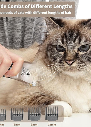 Cat Clippers for Matted Hair, Cat Grooming Kit, Cordless Cat Shaver for Long Hair, Low Noise Paw Trimmer, Cat Hair Trimmer for Grooming,Quiet Pet Hair Clippers Tools for Cats Dogs (Gold)