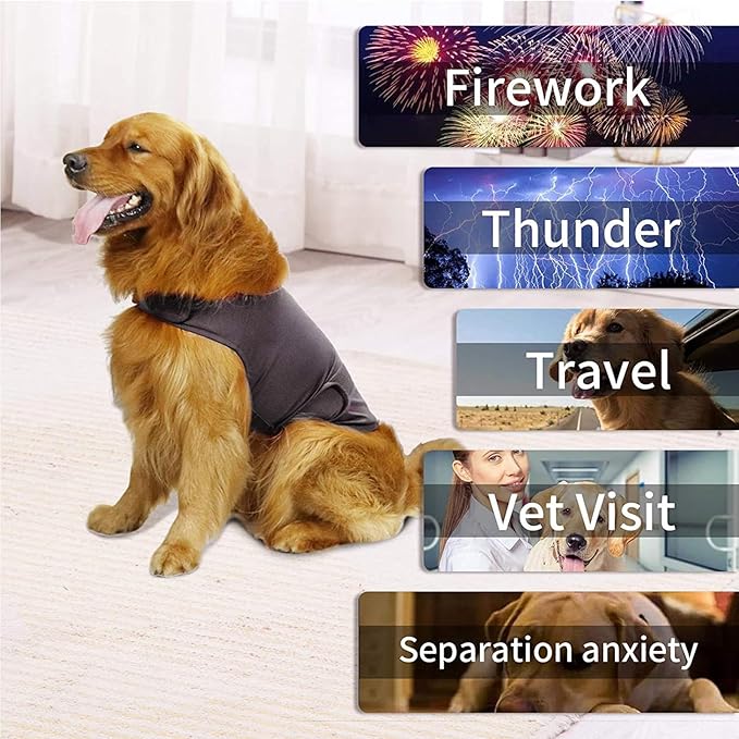 Dog Anxiety Shirt, Jacket Stress Relief Coat, Adjustable Vest for Fireworks, Thunderstorm, Calming Vest Wrap Clothing for Dogs (XS)