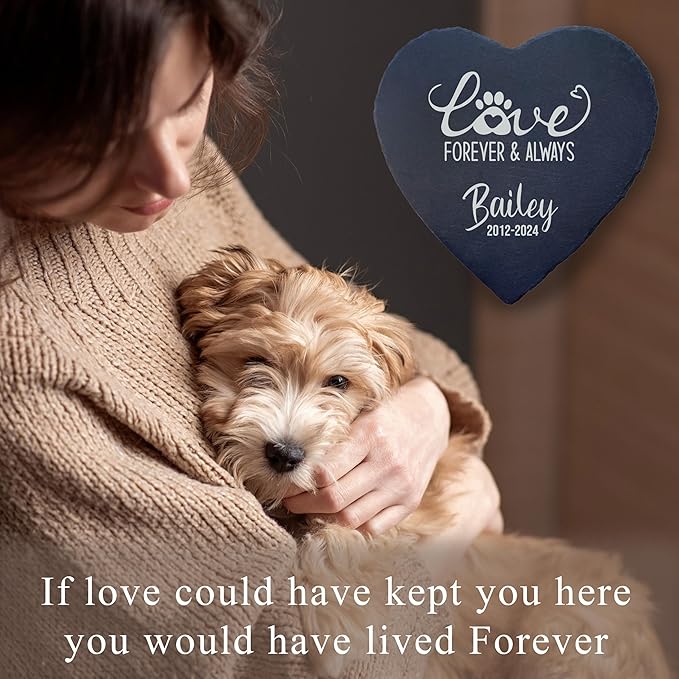 Dog Memorial Gifts for Loss of Dog, Cemetery Decorations for Grave, Pet Loss Sympathy Gift, Personalized Remembrance Garden Stone, Cat Lovers Heaven Grave Markers Bereavement Headstone (A07H)