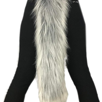 Long Faux Fur Animal Luxury Tail, Cosplay, Anime Lover, Costume Dress Up Pet Play Furry Super Soft Accessory (30", Gray Frost)