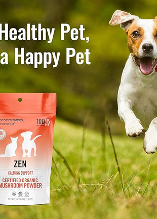 Om Mushroom Matrix Pet - Canine | Zen Matrix Mushroom Blend | USA Grown Human-Grade Organic Mushroom Powder Pet Supplement | Calming Soothing Support for Dogs & Cats | 100 Grams, 3.5 oz