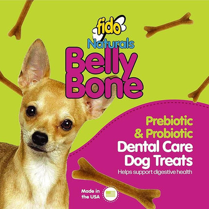 Fido - Belly Bones for Dogs, 100 Yogurt Flavor Mini Dog Dental Treats(100 Count) - Made in USA - For Extra Small Dogs - Plaque and Tartar Control for Fresh Breath, Digestive Health Support