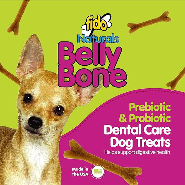 Fido - Belly Bones for Dogs, 100 Yogurt Flavor Mini Dog Dental Treats(100 Count) - Made in USA - For Extra Small Dogs - Plaque and Tartar Control for Fresh Breath, Digestive Health Support