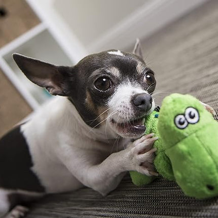 goDog Just For Me Dinos T-Rex Squeaky Plush Dog Toy, Chew Guard Technology - Green, Mini