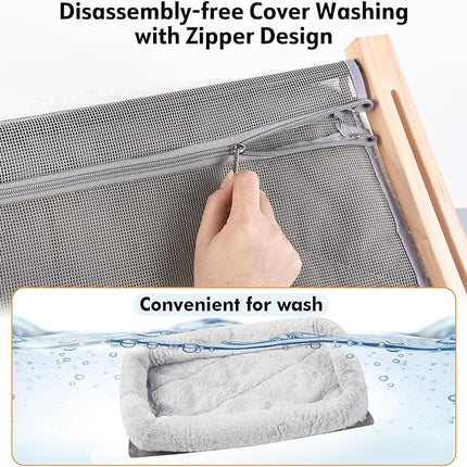 AMOSIJOY Cat Sill Window Perch Sturdy Hammock Window Seat with Cushion Cover, Wood & Metal Frame for Large Cats, Easy to Adjust Cat Bed for Windowsill, Bedside, Drawer and Cabinet (L)