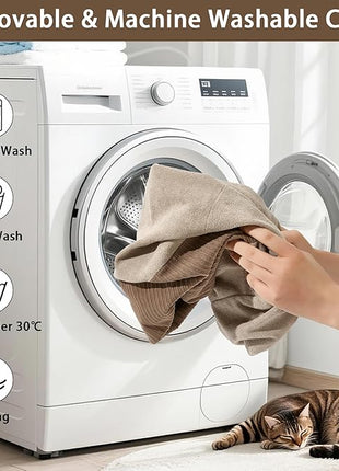 Calming Cat Bed with Anti-Slip Bottom, Washable Removable Round Cozy Pet Bed for Indoor Cats, Small Dogs, Kittens & Puppies 20”x20”x6”