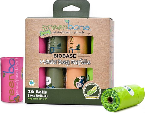 Biobase Pet Products Leak Proof Dog Poop Bag Rolls, Odor Blocking Multicolor Nature Theme 16 Rolls 192 Refill Bulk Pack