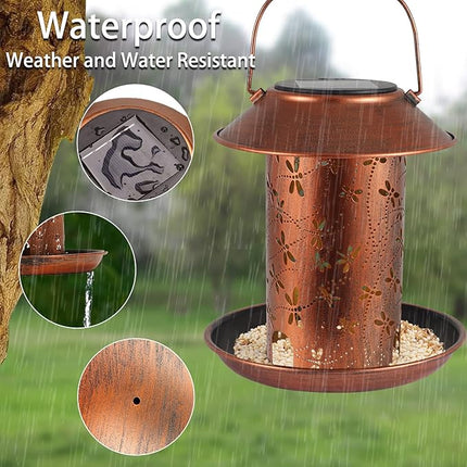 Bird Feeders for Outdoors Dragonfly Solar Lanterns Outdoor Waterproof Garden Decor Birthdays for Women Mom Grandma Metal Solar Decoration Outside LED Lanterns for Yard, Patio