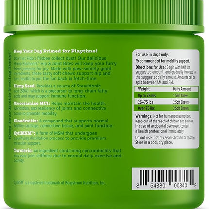 Zesty Paws Mobility Bites Joint Supplement for Dogs - Soft Chews with Glucosamine for Dogs, Chondroitin, & MSM + Vitamins C and E - Hemp - Chicken - 90ct