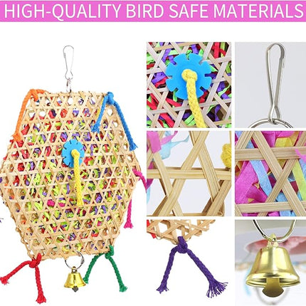 Bird Parrot Toys，2 Pack Bird Hanging Foraging Shredder Toys for Small Medium Small Bird Conure Cockatiel Parrotlet Lovebird Budgie