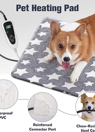 Cat Heating Pad, Waterproof Pet Heating Pad for Cats Dog Indoor, 11 Adjustable Temperature Cat Warming Bed Mat with Timer, Indoor Heated Bed with Chew Resistant Cord (L: 35'' L X 24'' W)